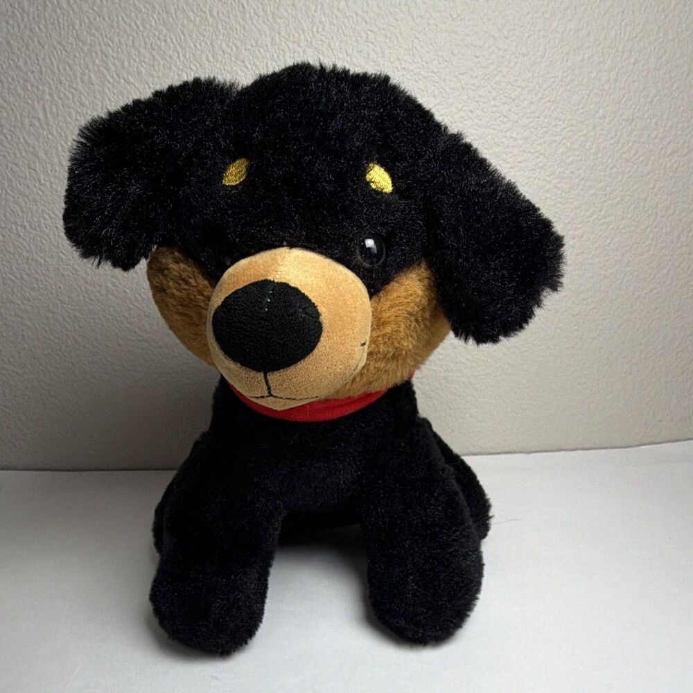 Kellytoy Rescued Dog Plush Stuffed Animal Black Tan Red 10”